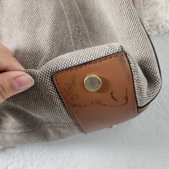 Michael Kors Isla Ring Brown Canvas Shoulder Tote Bag Large Boho Vacay Travel - Picture 7 of 15